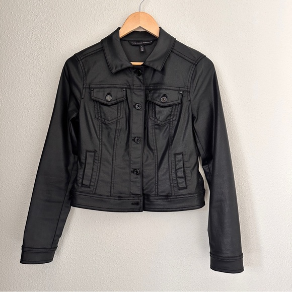 WHBM Black Stretchy Modal Jacket Size 4 - Edgy Sleek Minimalist Cool - Picture 3 of 10